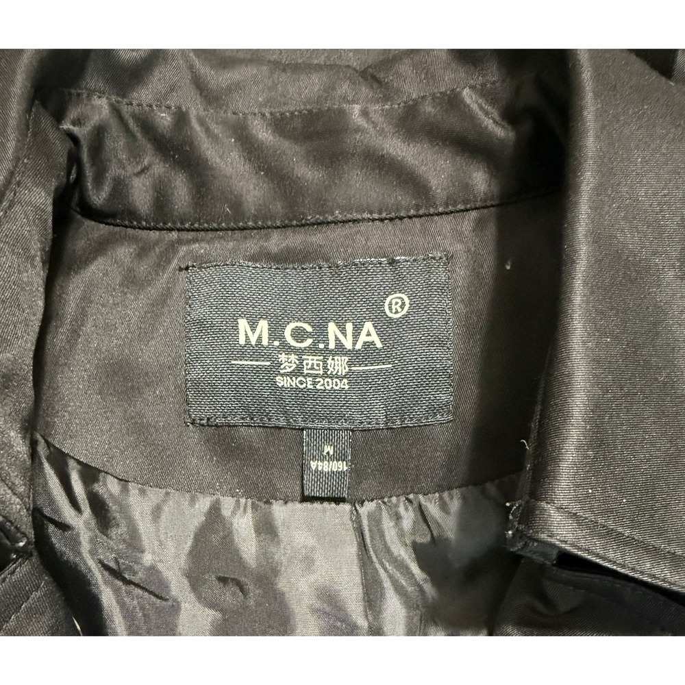 Women's classic black double-breasted trench coat Size M by M.C.NA - Picture 3 of 6